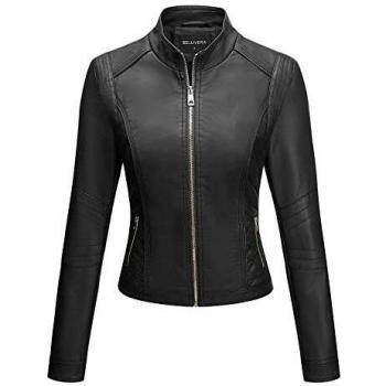 BELLIVERA Chaqueta de Cuero PU para Mujer