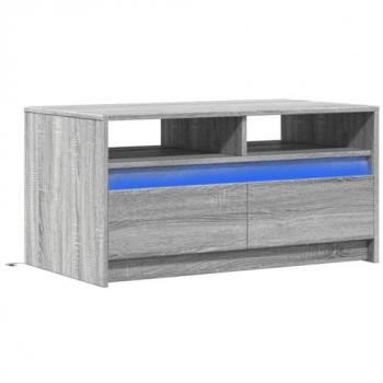 Mesa de centro con luces LED madera de ingeniería gris Sonoma