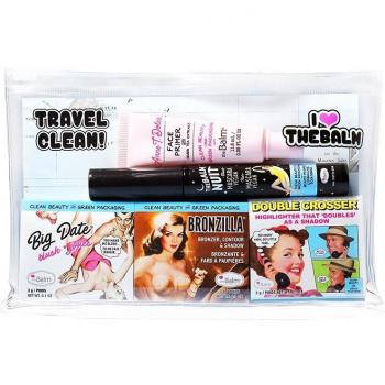 Kit de Viaje Clean & Green The Balm - 5 Piezas: Primer, Máscara Nuit, Blush Big Date, Bronzilla y Highlighter Double Crosser