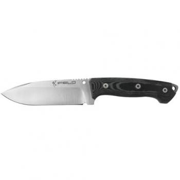 Cuchillo de Supervivencia Outdoor iField Workout EL29117, Hoja MOVA de 12,5 cm, con Funda Negra de Piel, Pedernal y Rascador - Herramienta para Camping, Pesca y