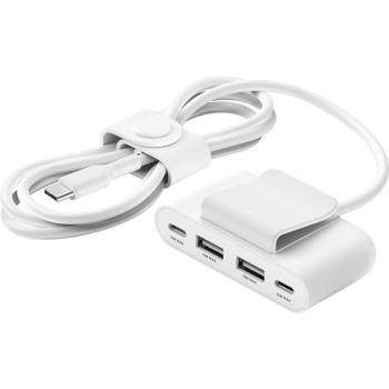 Belkin BoostCharge 4-Port USB Power Extension 2x Type-C, 2x Type-A, 30W, White