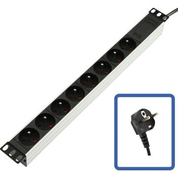 Regleta de Alimentación PDU 8 Salidas AC de Aluminio Negro sin Interruptor
