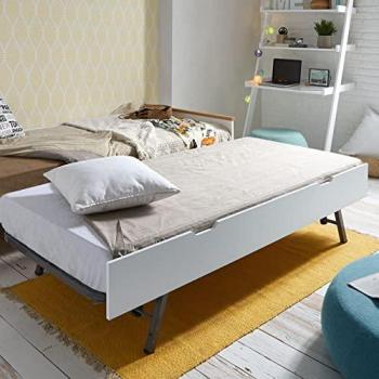 Litera y Cama Elevable de Madera Blanca 90x190cm