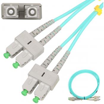 Cable de fibra óptica Extralink SC/APC a SC/APC, patchcord multimodo OM3, duplex, 5 metros, color aguamarina