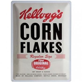 Nostalgic-Art Kellogg's Corn Flakes Retro Package Placa Decorativa, Metal, Multicolor, 30 x 40 cm