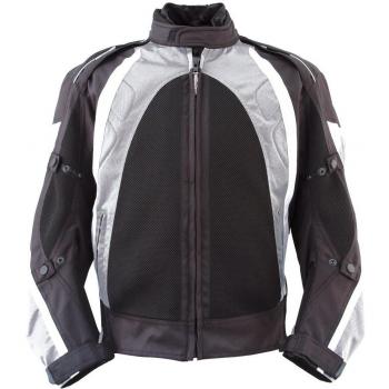 Roleff Racewear Airvent Chaqueta de Motorista de Tela, Negro/Plateado, S