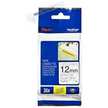 Brother TZe-S131 - Cinta laminada superadhesiva para rotuladora, 12 mm x 8 m, impresión negra sobre fondo transparente