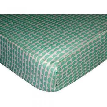 Lolli Living Sparrow Fitted Sheet - Mint Scallop - 100% Cotton Sheet, Fully Elasticized With Extra Deep Corners For Secure Fit, Gentle On Baby Skin. by Lolli Living