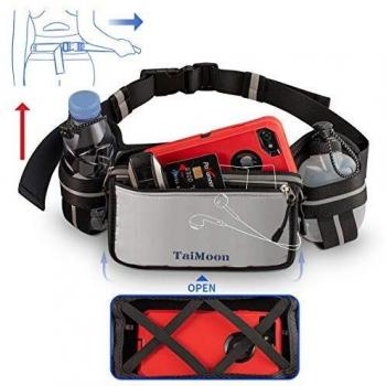 TaiMoon Riñonera Running Deportiva Hombre Mujer con Soporte para Botellas Bolsa de Cintura para Correr Senderismo,Ideal para 6,9 Pulgadas de móvil iPhone 11 Pro MAX