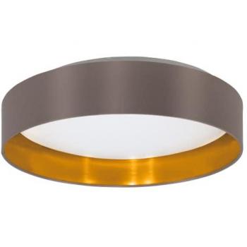 Lámpara de techo LED textil marrón Eglo Maserlo 2, Ø38 cm, luz cálida integrada