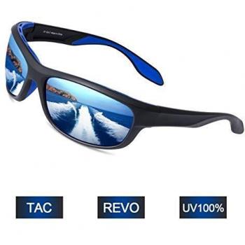 Elegear Gafas de Sol Hombre Polarizadas Gafas Deportivas Súper Ligero y Cómodo Anti UVA UV Marco TR90 Lente Espejo con REVO Gafas Hombre y Mujer Ciclismo MTB Running Coche Moto Montaña-Gafas Azules