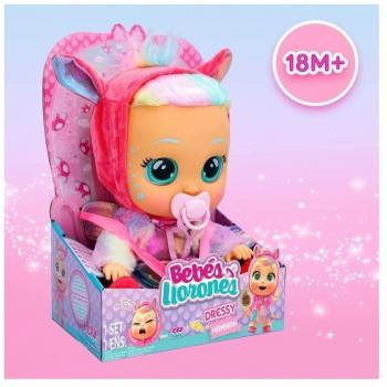 Bebés Llorones Dressy Fantasy Hannah Muñeca Interactiva con Pelo a Peinar, Ropa para Vestir y Accesorios IMC Toys 88436