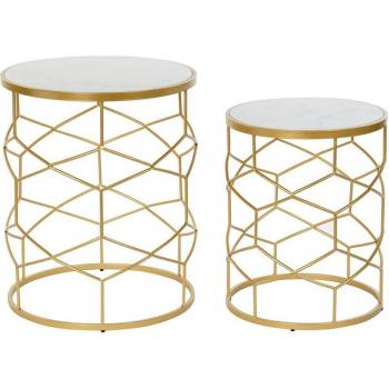 Mesita auxiliar set 2 metal 46x46x57 geométrico