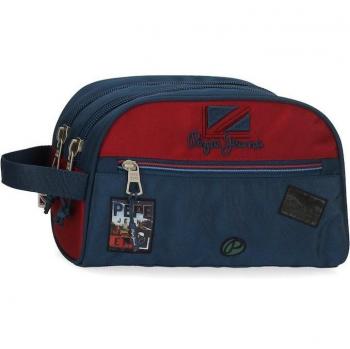 Pepe Jeans Chest Neceser Rojo de Dos Compartimentos Adaptable
