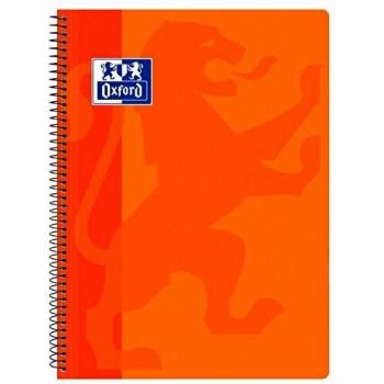 Oxford Classic, Cuaderno A4 con Espiral, Cuadrícula 4x4, Tapa de Plástico, 80 Hojas de 90 gramos - Color Naranja