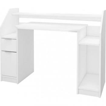 Escritorio de Ordenador ML Design Blanco con Cajón, Puerta y Estantes Abiertos - 123,2 x 90 x 55 cm