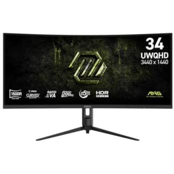 Monitor Gaming Curvo MSI MAG 342CQRFDE E20 34 UWQHD 3440x1440 200Hz VA Altura Ajustable FreeSync