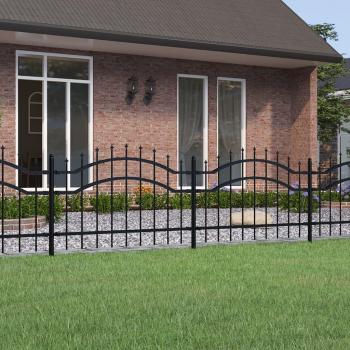 Valla de Jardín con Punta de Lanza Panel Cerca Acero Recubierto Negro 115cm vidaXL