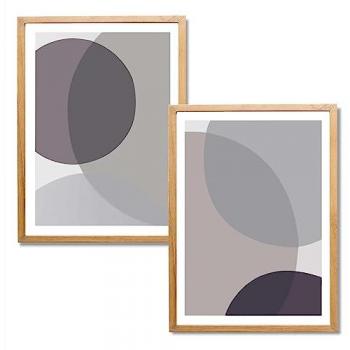 Pack 2 Cuadros Decorativos Modernos con Marco de Madera y Cristal, 43x3x53cm, Diseño Artístico para Decoración de Pared