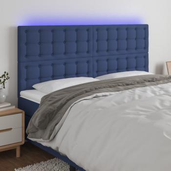 Cabecero de tela con luces LED azul 200x5x118/128 cm