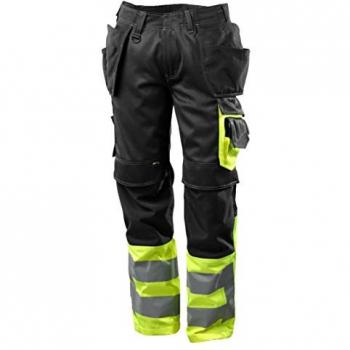 Mascot Pantalones de Trabajo Safe Supreme 17531 con Bolsillos Colgantes, Tamaño Grande, Color Negro/Amarillo Seguridad
