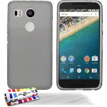 Carcasa Flexible Ultra-Slim GOOGLE/LG NEXUS 5X [Le Glossy Hybrid] [Gris] de MUZZANO + 3 Pelliculas de Pantalla UltraClear + ESTILETE y PAÑO MUZZANO REGALADOS - La Protección Antigolpes ULTIMA, ELEGANTE Y DURADERA para su GOOGLE/LG NEXUS 5X