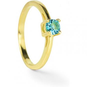 Anillo de Plata de Ley 925 con Cuarzo Hidrotermal Topacio Azul y Acabado en Baño de Oro 18K - Luxenter Otieno