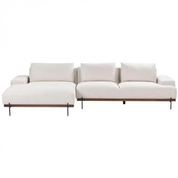 Sofá Esquinero Derecho de Tela Beige 3 Plazas con Patas de Metal Estilo Minimalista Mariferd