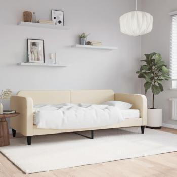 Sofá cama Día y Noche con colchón de tela crema 100x200 cm