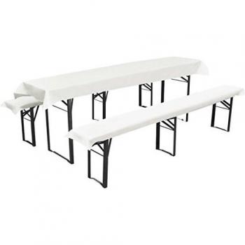 vidaXL Mantel para una mesa alargada con dos fundas crema para dos bancos 240 x 70 cm