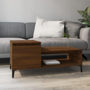 Mesa de centro madera contrachapada 100x50x45 cm Blanco brillante, Blanco, Negro - Mesita de Salón o Comedor o Auxiliar Mesa de Café Meuble Salón