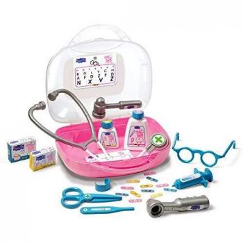 Smoby Wutz Doktorkoffer niños a Partir de 3 años, maletín de médico con Muchos Accesorios, Juguetes Peppa Pig de 25 cm, Color Rosa.