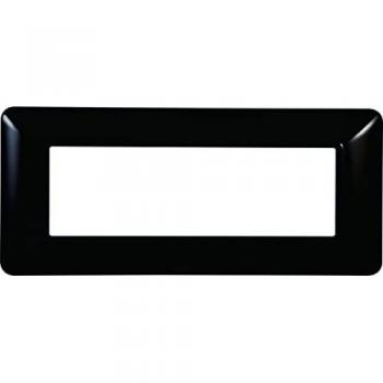 Placa de plástico 6 puestos color negro serie Solar compatible con Bticino Matix
