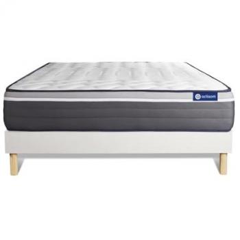 Kit Somier Blanco + Colchón de Espuma Viscoelástica 135 x 190 cm - Muy Firme, 7 Zonas de Confort
