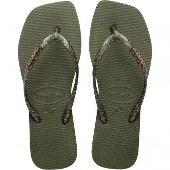 Chanclas de dedo de mujer Havaianas Square Logo Metallic Verde