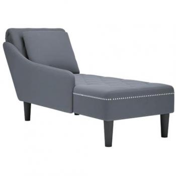 Tumbona con almohada reposabrazo derecho terciopelo gris oscuro