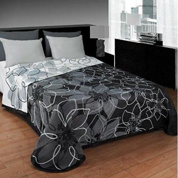 Colcha reversible estampada ANA, gris, de muy fácil lavado.Cama de 150
