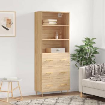 Aparador alto de madera contrachapada color roble Sonoma 69,5x34x180 cm