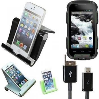 Estación de acoplamiento universal para simvalley MOBILE SPT-900, negro, fuerte, ligero y compacto | Sostenedor del soporte + cable Multi-ángulo para las tabletas, e-readers y smartphones Docking Station cuna del muelle Tischständer Tischhalter Reisedo