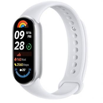 Xiaomi Smart Band 9 - Pulsera de Actividad, autonomía de hasta 21 días, Pantalla AMOLED con tasa de refresco de 60 Hz, resistencia al agua 5ATM, compatible con App Mi Fitness, color Plata Glac