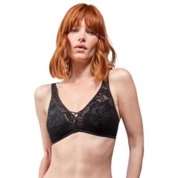 Sujetador Bralette Sin Aro en Encaje Floral y Tul de Flocado Gisela