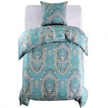 vidaXL Funda Edredón Nórdica Diseño Clásico Azul 155x200/80x80 cm Colcha Cama
