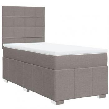 Cama Box Spring con Colchón Tela Gris Taupe 100x200 cm