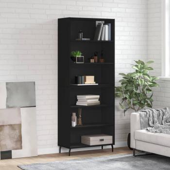 Armario alto de madera multicapa negro 69,5x32,5x180 cm