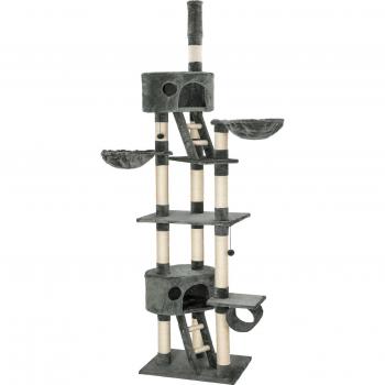 Rascador para gatos Hansi - árbol rascador con 2 casetas, varias alturas, 3 plataformas de descanso, acabado de calidad superior y robusta estructura, incluye columnas de sisal y juguete para gatos
