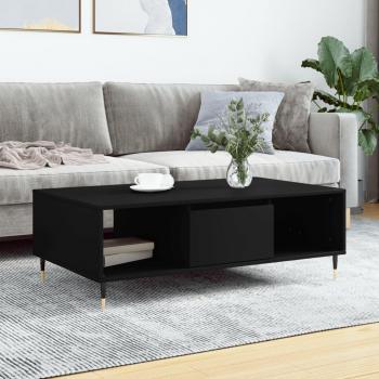 Mesa de centro vidaXL madera de ingeniería 104x60x35 cm blanco y negro brillante, mesita de salón o comedor auxiliar
