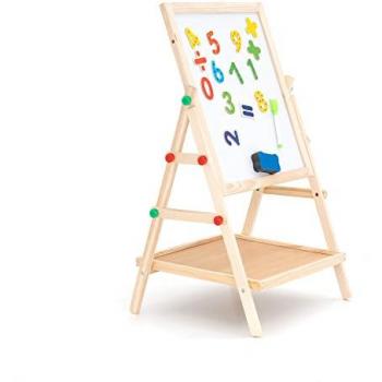 Pizarra Magnética y de Tiza 2 en 1 Montessori Robin Cool Harvard, 41x35x65 cm, Fabricada en Madera Ecológica con Accesorios