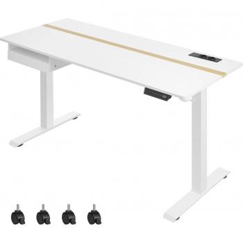 Escritorio eléctrico ajustable en altura Songmics - vasagle, mesa de pie 60x140 cm, ajuste continuo, 4 memorias de altura, disponible en gris, marrón rústico o negro