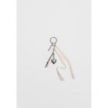 Ecru Rose and Heart Key Ring