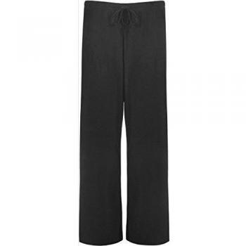 WearAll - Mujeres Tallas Grandes Baggy Abocardada Pantalones Anchos de la Pierna Palazzo - Negro - 50-52